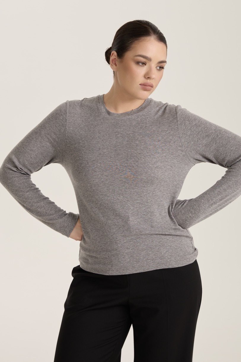 Лонгслив с шерстью мериноса, светло-серый