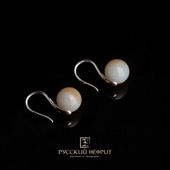 Серьги "Перлус". Медовый нефрит.