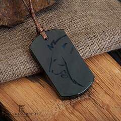 Амулет "Лев". Зелёный нефрит.