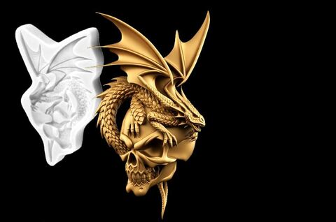 Силиконовый молд № 476 Дракон с черепом