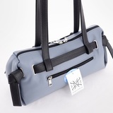 Сумка Саломея 2032 гладкий серо-голубой + черный