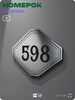 Номерок на дверь квартиры 598, для кабинета, офиса, шильдик 9 х 7 см, серебристый, Айдентика Технолоджи