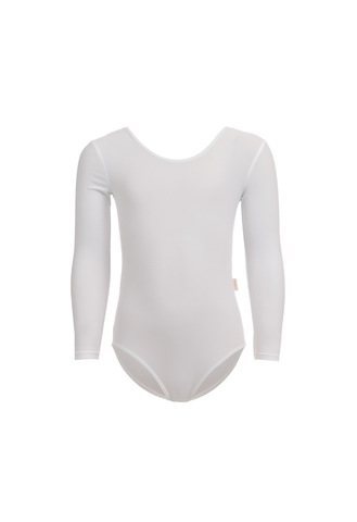 Купальник гимнастический белый с длинным рукавом ALIERA