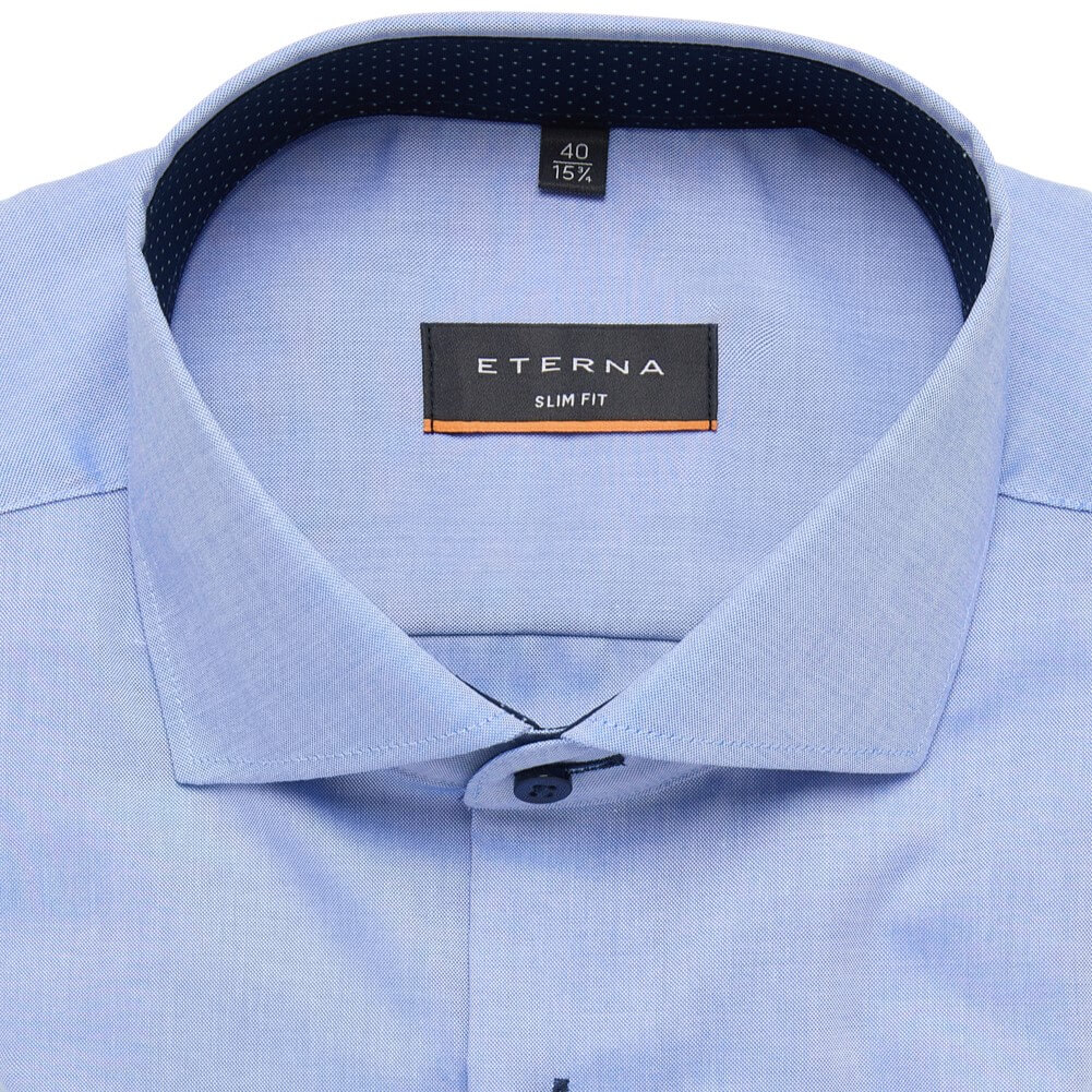 Сорочка мужская Eterna Slim Fit 8100-F132-12 голубая с контрастной отделкой