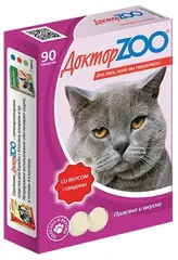 Доктор ЗОО м/в лакомство для кошек говядина 90таб