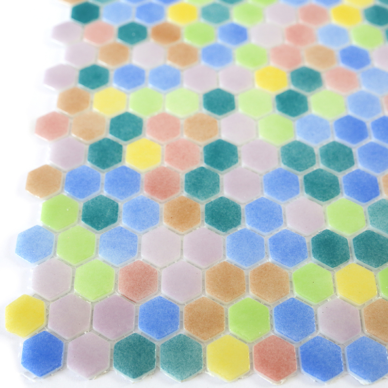 STP-MIX001-HEX Natural Мозаичная плитка из стекла Steppa разноцветная полированная