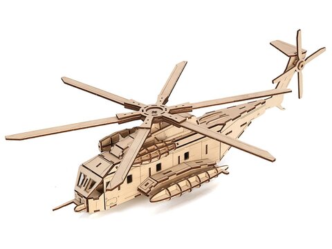 Деревянный конструктор сборная модель 3D Военный вертолет Сикорский Sikorsky МН-53 Pave Low, 135 дет.