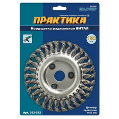 Кордщетка для МШУ радиальная витая ПРАКТИКА 150 х 22 мм (1шт.) блистер (032-522)