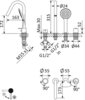 Cezares LEAF-BVDM4-SS LEAF-BVDM4-SS Смеситель на борт ванны с выдвижным душем и переключателем, исполнение sunset