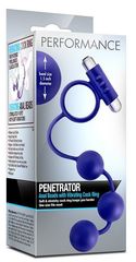 Синее эрекционное кольцо с анальным стимулятором Penetrator - 