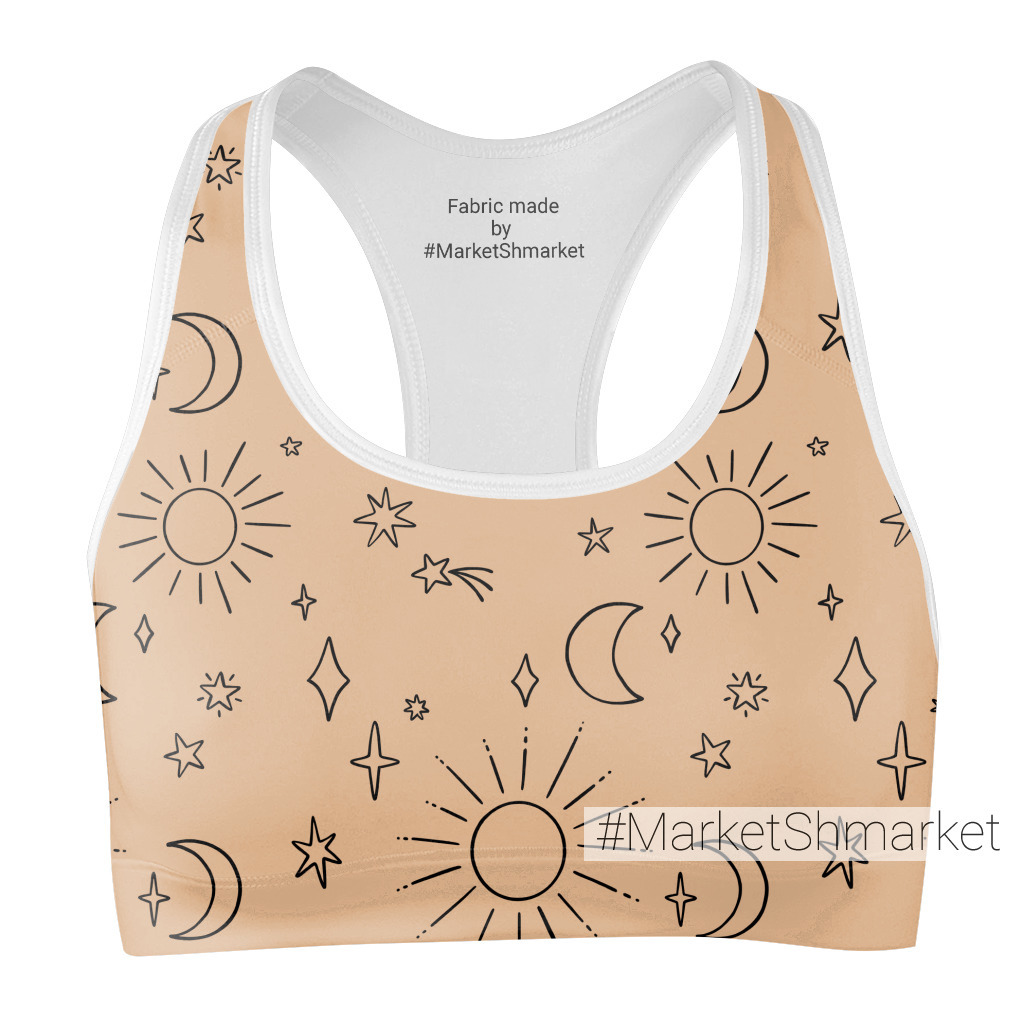 Ткани Солнце, луна и звезды на телесном фоне - закажи на # ...