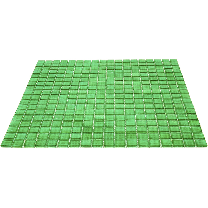 NW30 Мозаика для кухни на фартук одноцветная чип 15 стекло Alma Mono Color зеленый квадрат глянцевый