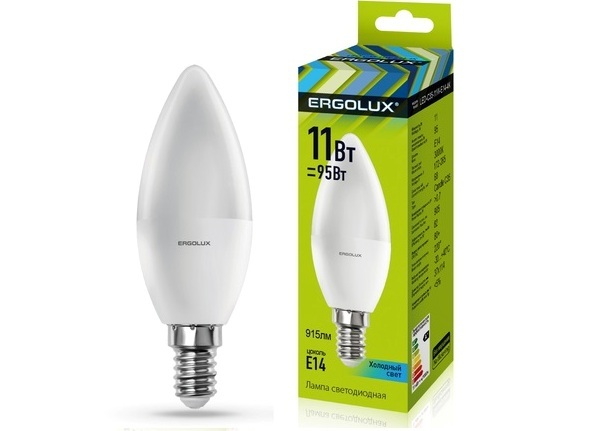 Лампа Ergolux LED-C35-11W-E14-4K (холодный свет)
