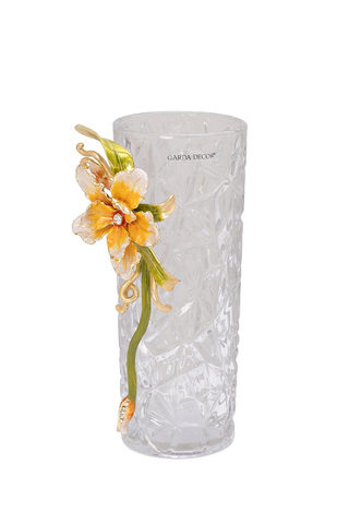 Ваза декоративная 15х10х14см Garda Decor с объемным золотым цветком