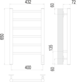 Полотенцесушитель Terminus Аврора П6 400х650 электро
