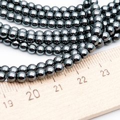 Гематит Шар бусины (имитация), цвет черный, размер около 4 мм, цена за отрезок 19 см (1/2 нити)
