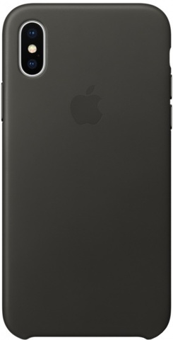 Клип-кейс Apple Leather Case для iPhone X (угольно-серый)