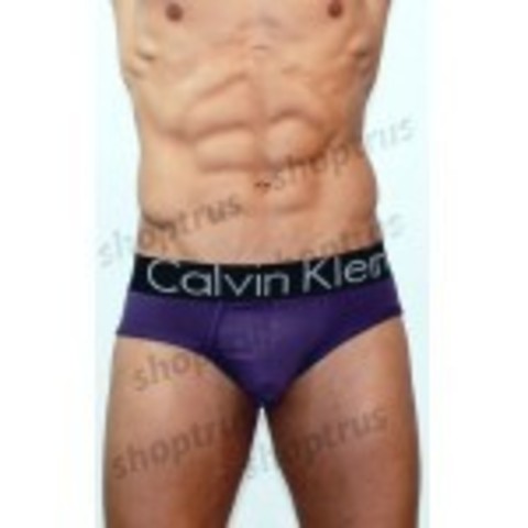 Мужские трусы брифы Calvin Klein Brief фиолетовые с черной резинкой