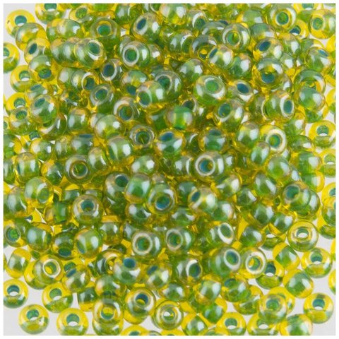 Бисер Preciosa зелёный с бирюзовым прокрасом (81014), 10 г