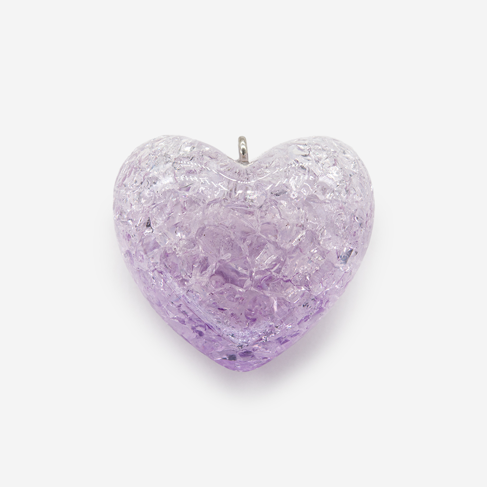 Крупная подвеска «Сердце», 37*33,5мм, фиолетовый акрил кракле