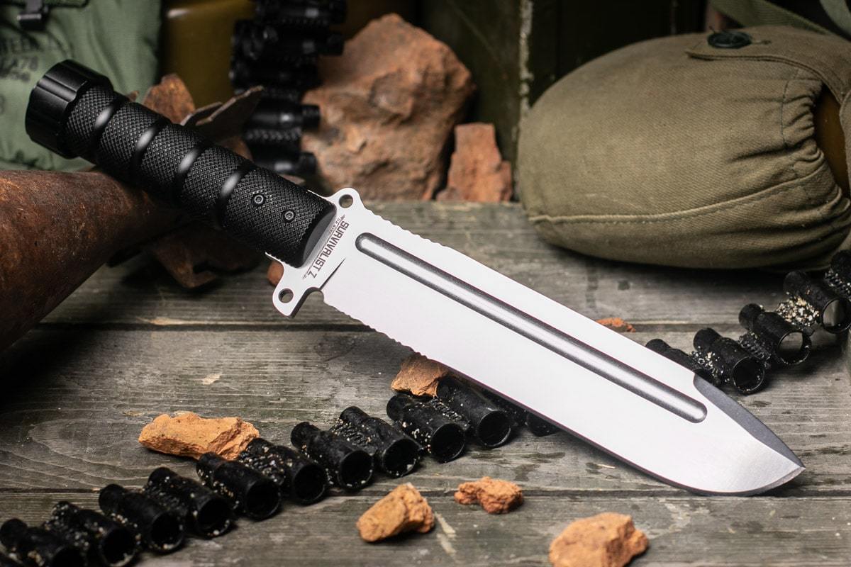 Нож выживания Survivalist Z D2 StoneWash Serrated - Kizlyar Supreme