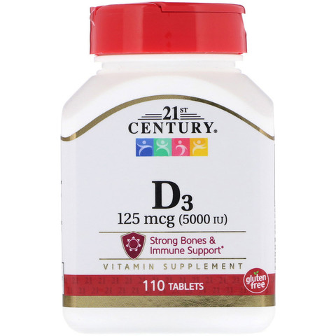 21st Century, Vitamin D3, 125 mcg (5,000 IU), 110 Tablets