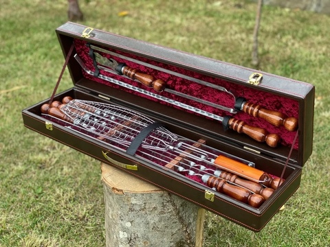 Набор шампуров в коробке кожзам "Пикник" №9