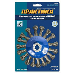 Кордщетка для МШУ радиальная с наклоном витая ПРАКТИКА 115 мм М14  (773-347)