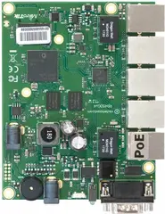 Системная плата маршрутизатора MikroTik RouterBOARD 450Gx4 with four core 716MHz Atheros CPU, 1 GB RAM, 5 Gigabit LAN ports, PoE OUT on port 5, Rout