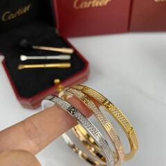 16237- Браслет LOVE тонкий в обсыпке из цирконов, lux качество VGOLD