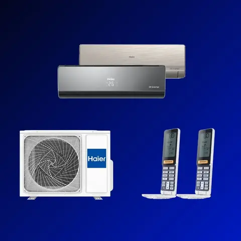 Мульти сплит-система Haier AS12NS6ERA-B + AS12NS6ERA-G / 2U50S2SM1FA-3 на 2 комнаты 35+35 м2 c Wi-Fi модулем ESP32