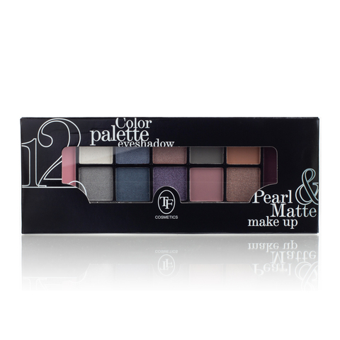 TF СТЕ-12 Палетка теней 12цвет Pearl&Matte тон 04 Сине-фиолетовая палитра с шоколадным оттенком