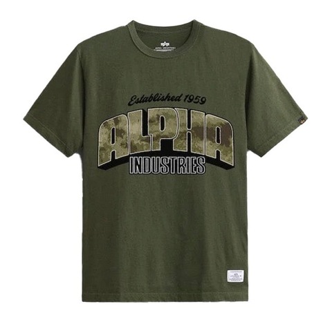 Футболка Alpha Industries Alpha Camo Logo Tee Olive (Зеленый)