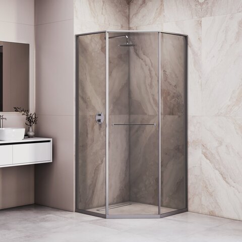 RGW 33328200-310R Душевой уголок 100*100*200 RGW SV-82-Gr "R" Трапеция/Серый/Тонированное(серое)/8 мм