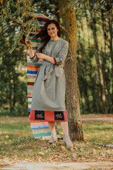 Клюква. Платье женское комбинированное с вышивкой PL-422550