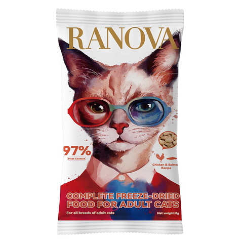 Полнорационный сухой (сублимированный) корм Ranova для кошек с курицей и лососем (1 полноценная порция), 8 г