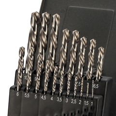 Набор сверл по металлу 1-10мм 19шт DIN338 HSS-G 135° LH-Левые (пл. кейс) H-Tools 214214LiROHT