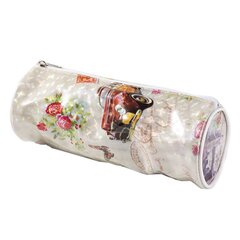 Пенал - тубус Alingar, ПВХ, молния, 80 х 220 мм, "London", белый (ретро-машина, розы)