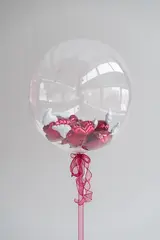 Сет гелиевых шаров Красные сердца с баблсом