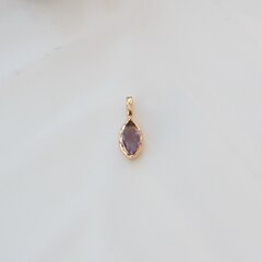 Подвеска Маркиз с тёмно-сиреневым фианитом, 14*5 мм, позолота, П389