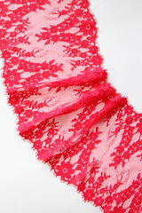 Кружево шантильи малиновое неэластичное ширина 24 см длина 0.9 м