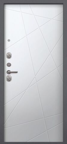 Дверь входная Сезам А-03 (2026), 2 замка, 1 мм металл, (серый букле+белый кашемир) #3