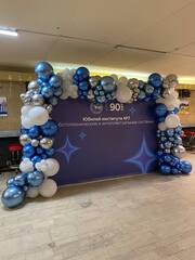 Фотозона баннер и шары Синее с белым