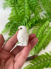 Сова декоративная, белая и коричневая, фигурки декоративные, кукольные миниатюры, 4 см, набор 2 шт.