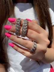 Серьги-конго d40мм PAVE Chain в цепочном стиле из серебра с микроцирконами ширина 7 мм