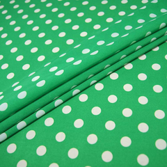 Ткань плательная Кашибо белый горох на зелёном, d 1,2 см