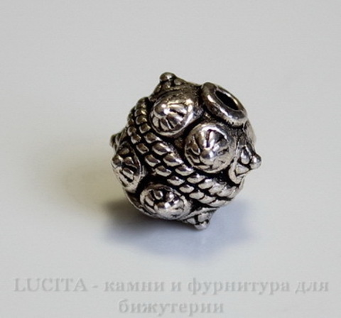 Бусина металлическая "Булава" 11х10 мм (цвет - античное серебро)