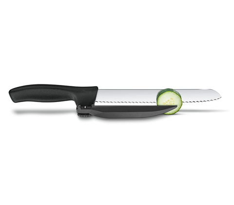 Нож Victorinox с упором для отрезания равномерных ломтиков, черный