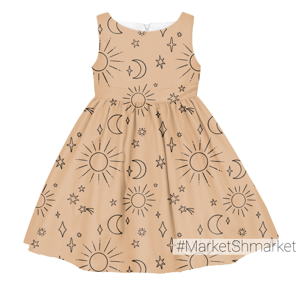 Ткани Солнце, луна и звезды на телесном фоне - закажи на # ...