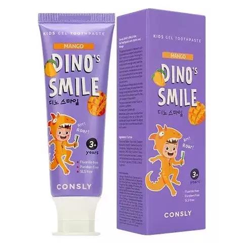 Consly Dino's Smile Kids Паста зубная гелевая детская с ксилитом и вкусом манго